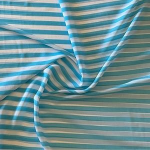 Blue And White Striped Chiffon Sheer Fabric - image 1